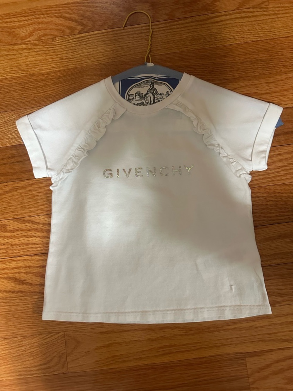 Givenchy White Girls Ruffle Tee with Subtle Logo